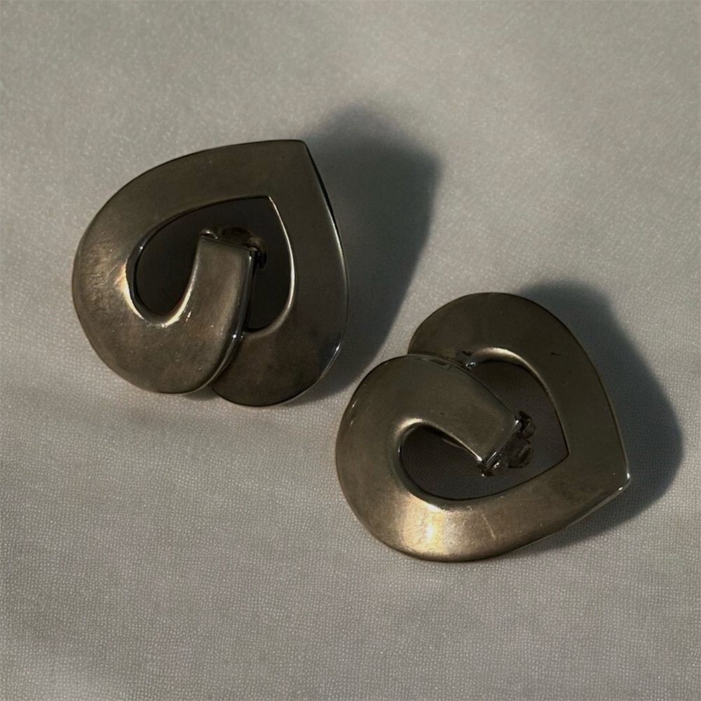 Vintage Silver Heart-Shaped Earrings